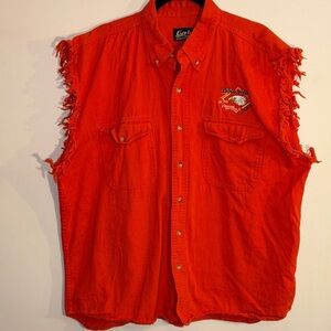 2008 Daytona Bike Week Orange Sleeveless Button-Up Shirt Tank Top Men’s XXL 2XL
